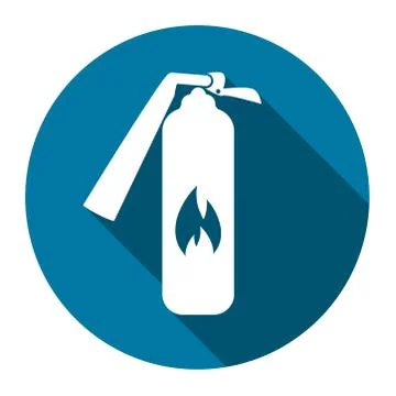 Security icon.Fire extinguisher icon with long shadow black,Simple design sty Stock Illustration