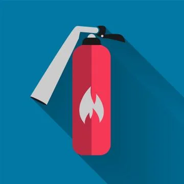 Security icon.Fire extinguisher icon with long shadow black,Simple design sty Stock Illustration