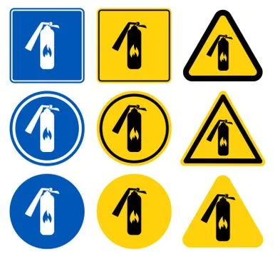 Security icon.Fire extinguisher icon with long shadow black,Simple design sty Stock Illustration