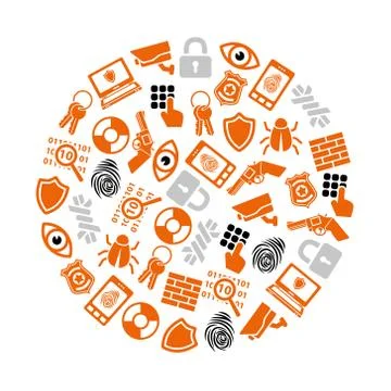 Security icons in circle Stock Illustration