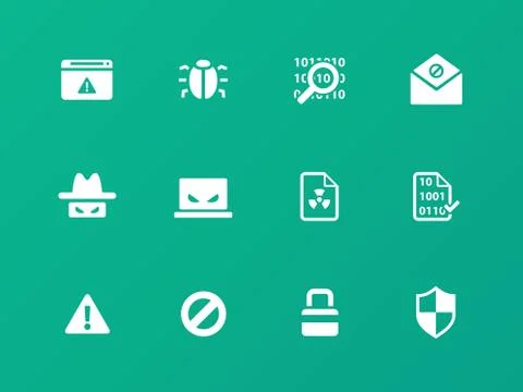 Security icons on green background. Stock Illustration