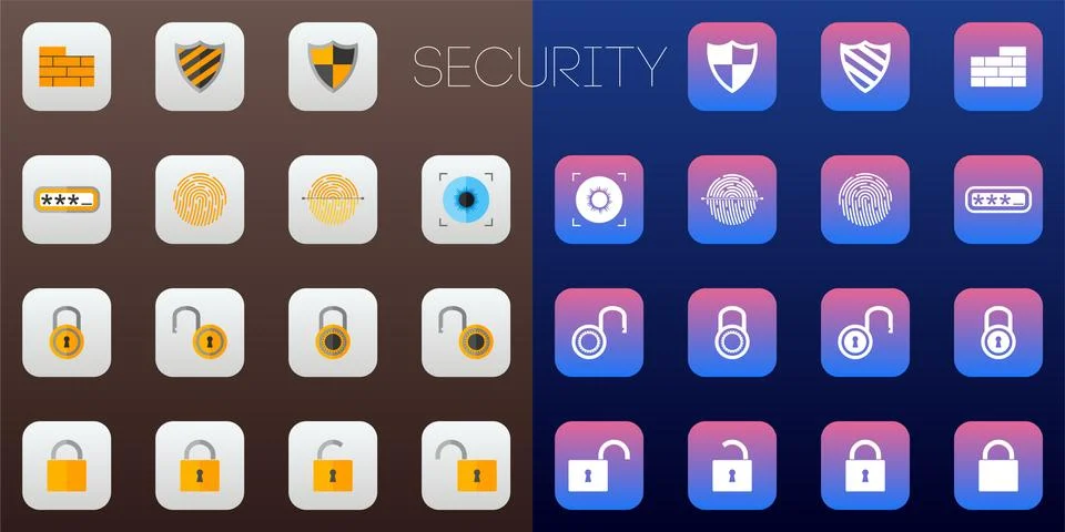 Security icons iOS styled Stock Illustration