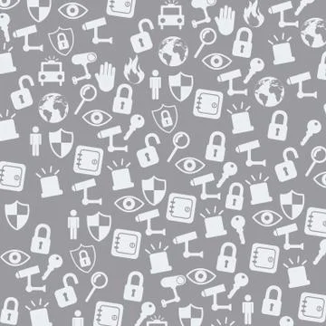 Security icons over gray background, pattern. vector illustration Stock Illustration