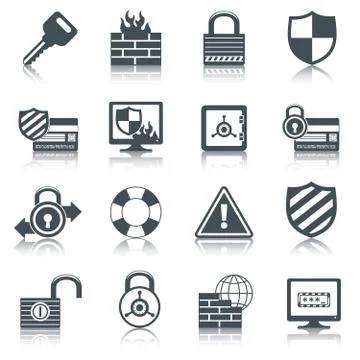 Security icons set black イラスト素材