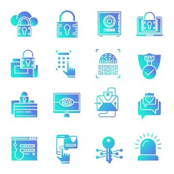 Security icons set Illustrazione stock