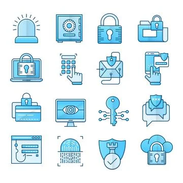 Security icons set Illustrazione stock