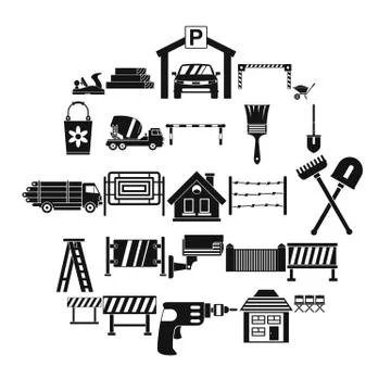 Security icons set, simple style 스톡 일러스트