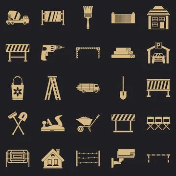 Security icons set, simple style Stock Illustration