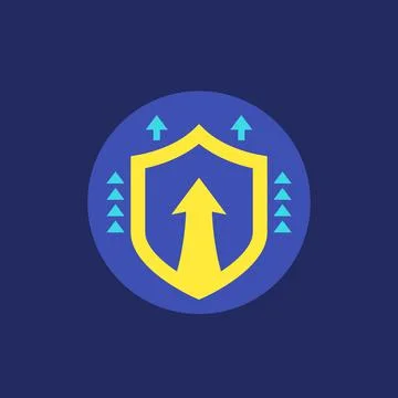 Security increase icon with up arrow, flat vector Stock Illustration