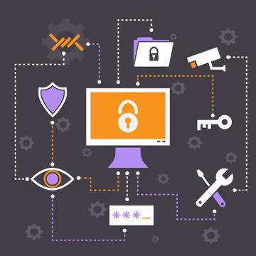 Security infographic on grey background Stock Illustration