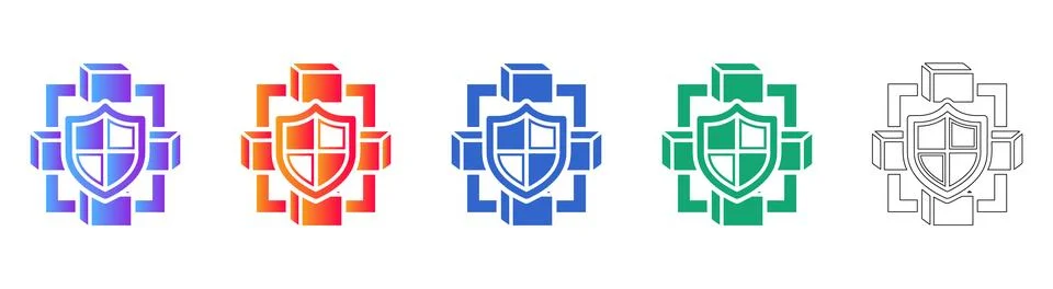 Security Infrastructure Shield Icons Stock Illustration