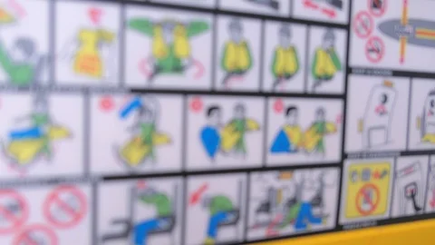 Security instructions, plane emergency instruction Stock Footage 89877169