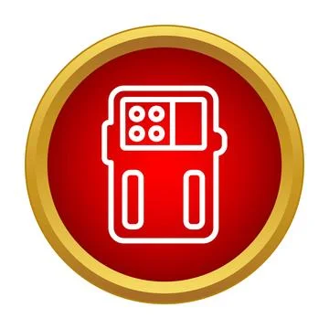 Security intercom device outline on red gold icon 스톡 일러스트