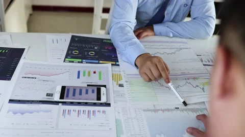 Security investment analysis and stock data research Stock Footage 229999552