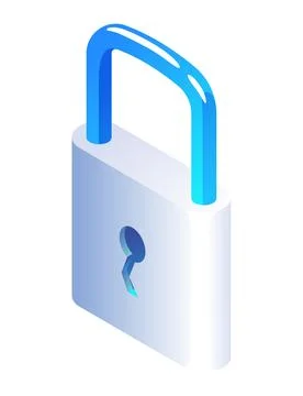 Security isometric. Padlock icon, future technology for verification. Cyber Stockillustratie