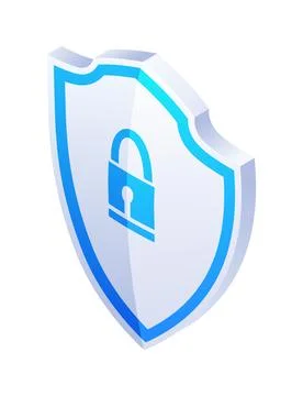 Security isometric. Shield icon, future technology for verification. Cyber Stock Illustration
