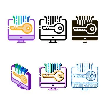 Security key designs icon vector outline Illustrazione stock
