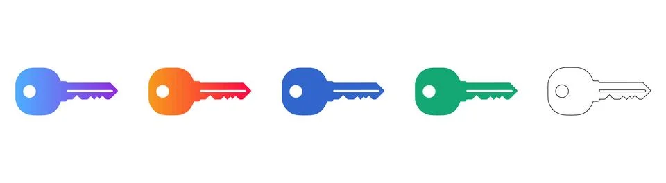 Security Key Icon Set for Access Control Stock Illustration