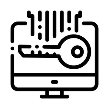 Security key icon vector outline illustration Illustrazione stock