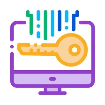 Security key icon vector outline illustration Stock Illustration
