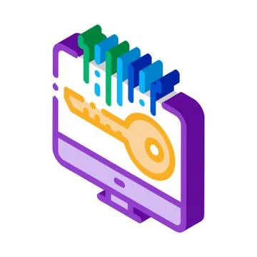 Security key isometric icon vector illustration Stock Illustration