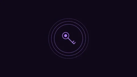 Security key line icon with rotating rings, violet neon style 動画素材 342595343