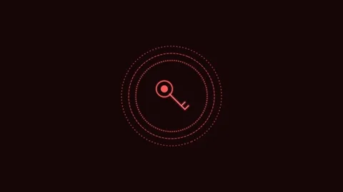 Security key line icon with rotating rings, red neon style Vídeos de archivo 342595345