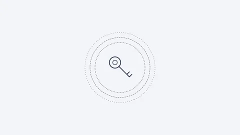 Security key line icon with rotating rings, dark ink blue style Vídeos de archivo 342595350