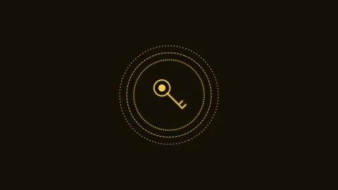 Security key line icon with rotating rings, gold neon style Vídeos de archivo 342595356