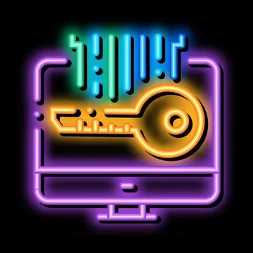 Security key neon glow icon illustration 스톡 일러스트