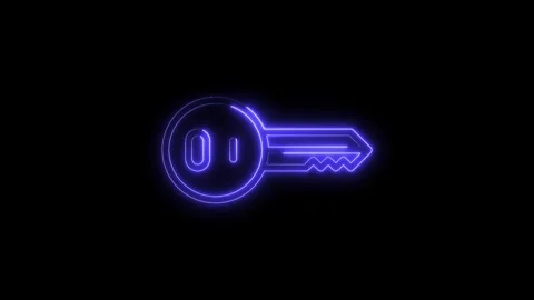 Security key neon illustration against black background future technology Stock Footage 322966918