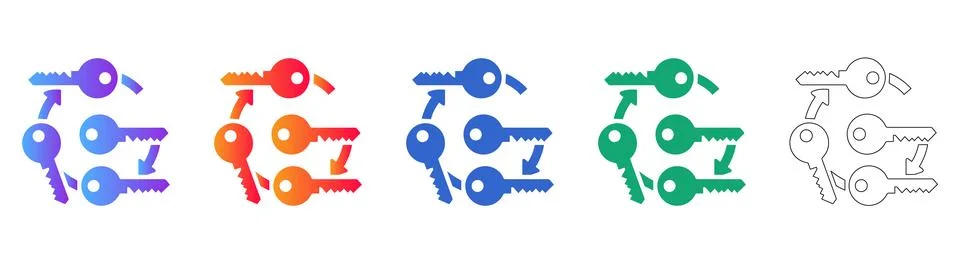 Security Key Rotation Process Icons Иллюстрация