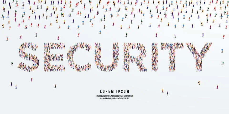 Security. Large group of people form to create Security. vector illustration. Stock Illustration