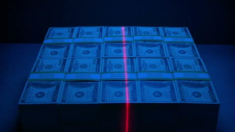 Security Laser Scans Money Block In Vault Stock Footage 253214253