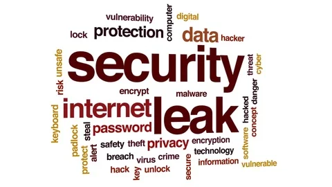 Security leak animated word cloud, text | Stock Video | Pond5
