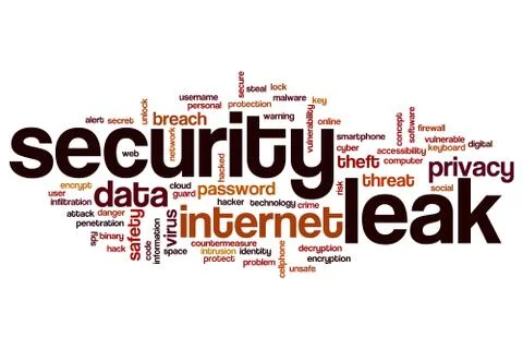 Security leak word cloud concept Stock Illustration