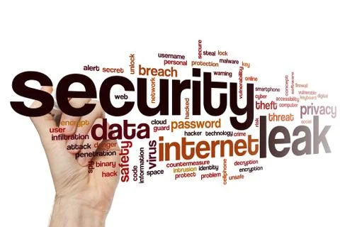 Security leak word cloud concept Illustrazione stock