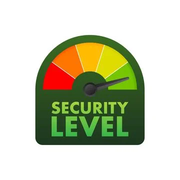 Security level speedometer. Cyber safety concept. Internet network security Stock Illustration