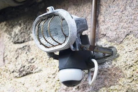 Security light and PIR for automatic operation Stock Photos