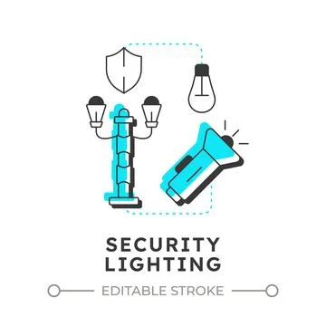 Security lighting flat outline concept icon Stock Illustration
