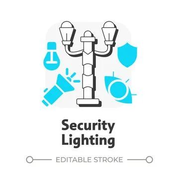 Security lighting flat outline concept icon Stock Illustration