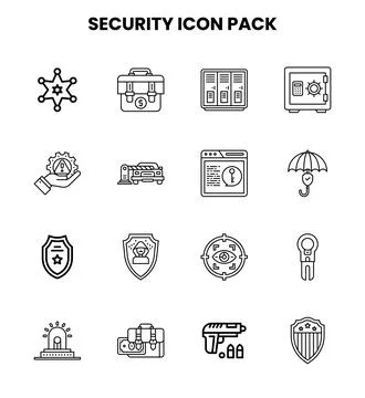 Security Line Bundle Icons Pack Stock Illustration