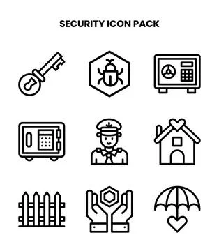 Security Line Collection Icons Pack Stockillustratie
