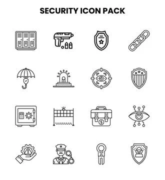 Security Line Collection Icons Pack Illustrazione stock