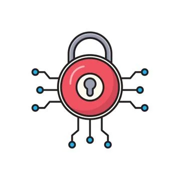 Security line colour icon Stock Illustration