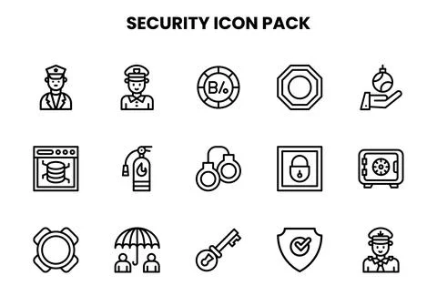 Security Line Design Icons Pack Stock Illustration