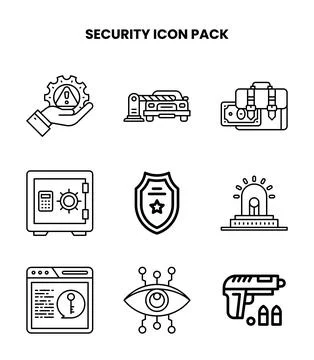 Security Line Graphics Icons Pack Stockillustratie