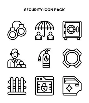 Security Line Graphics Icons Pack Stock Illustration