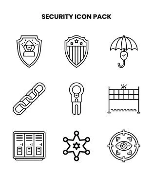 Security Line Graphics Icons Pack Illustrazione stock