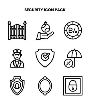 Security Line Graphics Icons Pack Stock Illustration